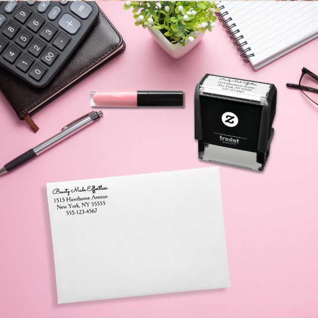 Script Makeup Studio Name Return Address Phone Självfärgande Stämpel (Skapare uppladdad)