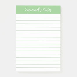 Script Medium Sage Green Lined Personalized Post-it Block