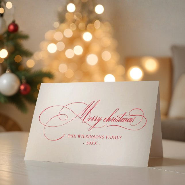 Script Merry Christmas Folded Holiday Card Helgkort (Skapare uppladdad)