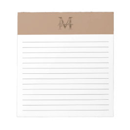 Script Metallisk Taupe Guld Monogram Linjerad Anteckningsblock