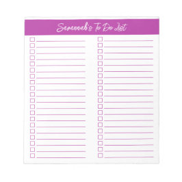 Script Modern Dark Pink Two Column Checklist Anteckningsblock