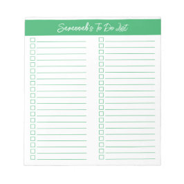 Script Modern Green Two Column Checklist Anteckningsblock
