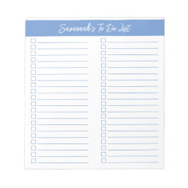 Script Modern Light Blue Two Column Checklist Anteckningsblock