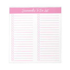 Script Modern Pink Two Column Checklist Anteckningsblock