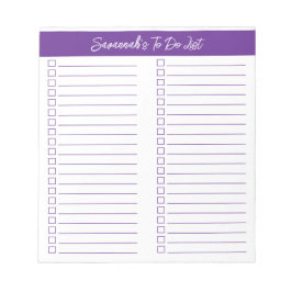 Script Modern Purple Two Column Checklist Anteckningsblock
