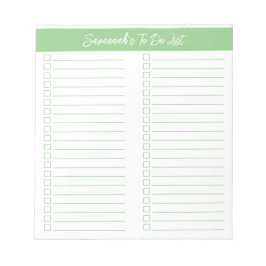 Script Modern Sage Green Two Column Checklist Anteckningsblock