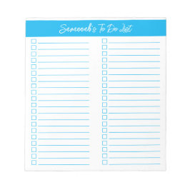 Script Modern Sky Blue Two Column Checklist Anteckningsblock