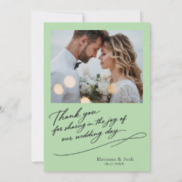 Script Modern Wedding 2 Photos Thank You Card Tack Kort