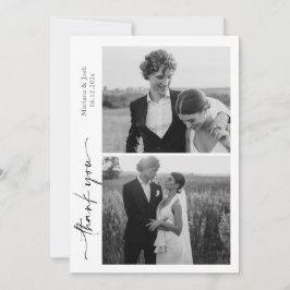 Script Modern Wedding 2 Photos Thank You Card Tack Kort