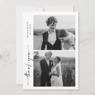 Script Modern Wedding 2 Photos Thank You Card Tack Kort