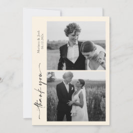 Script Modern Wedding 2 Photos Thank You Card Tack Kort