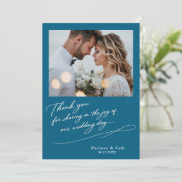 Script Modern Wedding 2 Photos Thank You Card Tack Kort