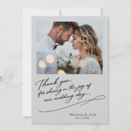 Script Modern Wedding 2 Photos Thank You Card Tack Kort