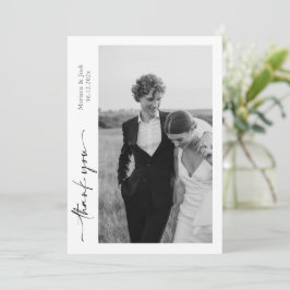 Script Modern Wedding 2 Photos Thank You Card Tack Kort