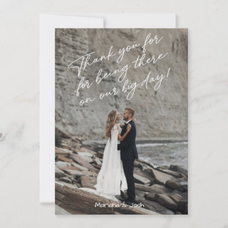 Script Modern Wedding Photo Thank You Card Tack Kort