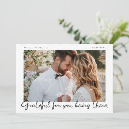 Script Modern Wedding Photo Thank You Card Tack Kort