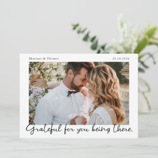Script Modern Wedding Photo Thank You Card Tack Kort
