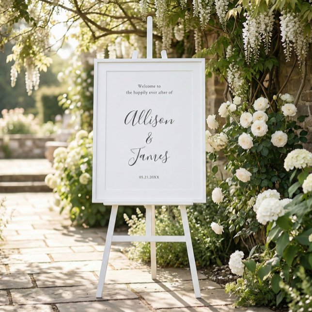 Script Modern White Wedding Welcome Sign Poster (Skapare uppladdad)