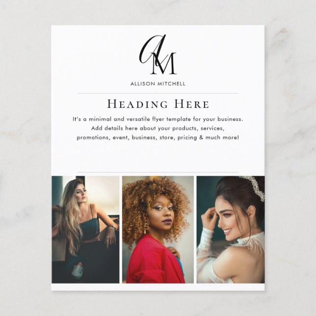 Script Monogram Business Photo QR Code Flyer (Framsidan)