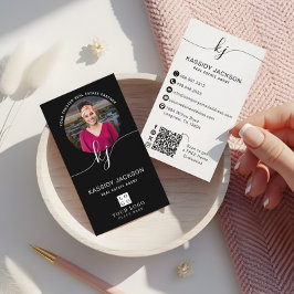 Script Monogram Fastighetsfoto Logo QR-kod Visitkort