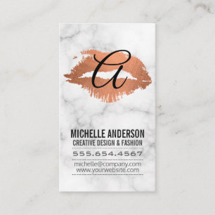 Script Monogram Kiss Stain Marble Visitkort