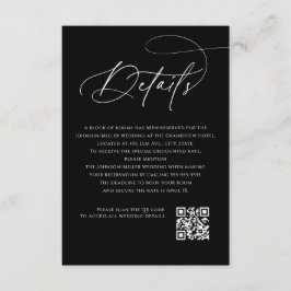 Script Monogram Wedding Details Black QR Code Tilläggskort