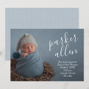 Script Namn Baby Photo Tillkännagivande för födels