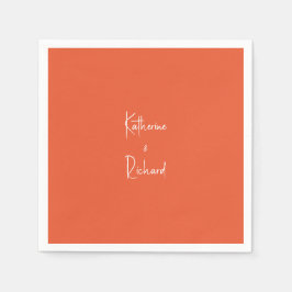Script Namn Orange Bröllop Cocktail Napkins Pappersservett