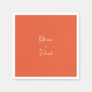 Script Namn Orange Bröllop Cocktail Napkins Pappersservett