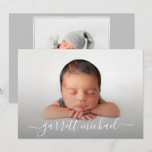 Script Namn Photo Baby Tillkännagivande för födels