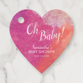 Script Oh Baby! Rosa Watercolor Baby Shower Gåvor Etiketter