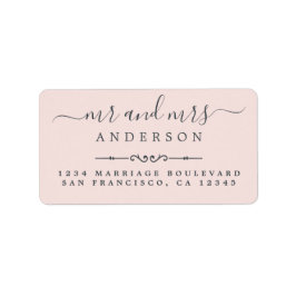 Script Pastel Rosa Bröllop Returadress Adressetikett