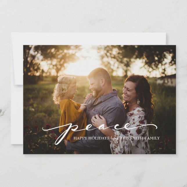 Script Peace-Grönt | Julfoto-kort Julkort (Framsida)