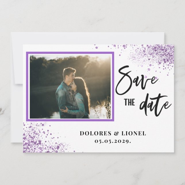 Script Photo Minimalist Save the date Invitation Inbjudningar (Framsida)