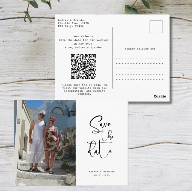 Script Photo Minimalist Save the date  Vykort (Skapare uppladdad)