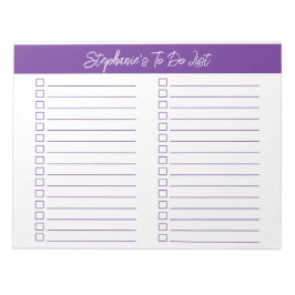 Script Purple 8.5x11 Two Column Checklist Anteckningsblock