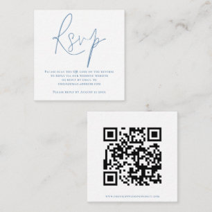 Script QR-kod Bröllop Blå Vit RSVP Tilläggskort