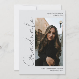 Script retro gray graduate photo graduation inbjudningar