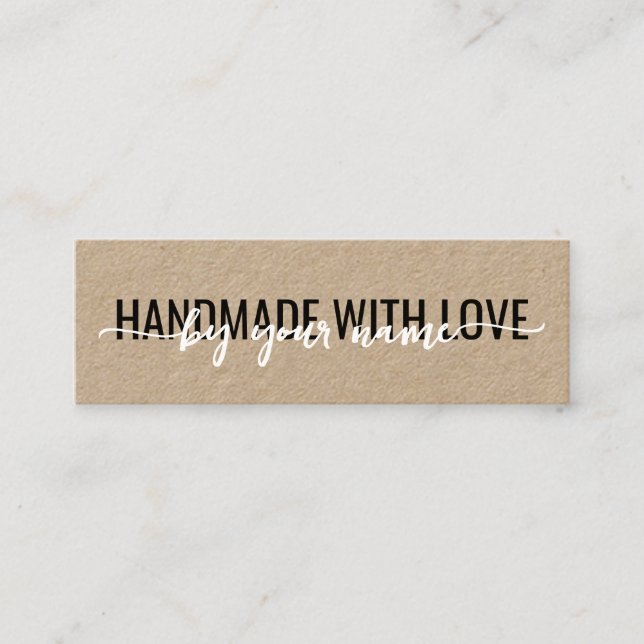 Script Rustic Handgjord med Kärlek Kraft Mini Visitkort (Framsida)