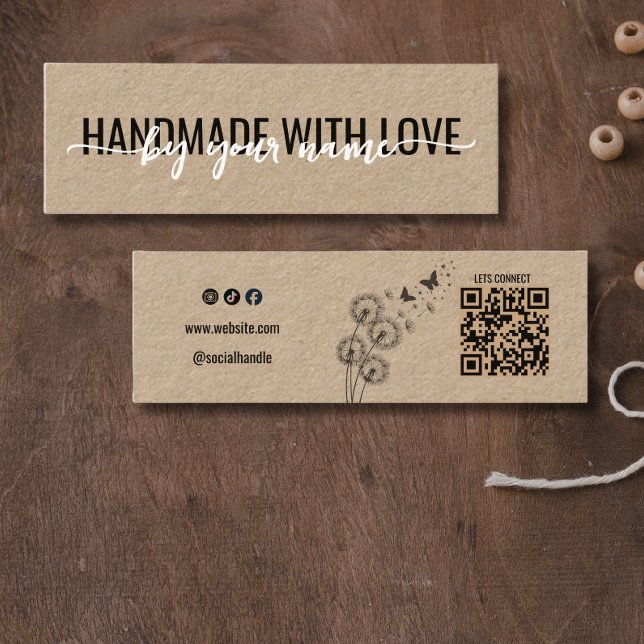 Script Rustic Handgjord med Kärlek Kraft Mini Visitkort (Skapare uppladdad)