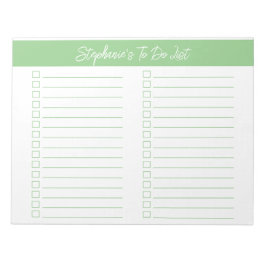 Script Sage Green 8.5x11 Two Column Checklist Anteckningsblock