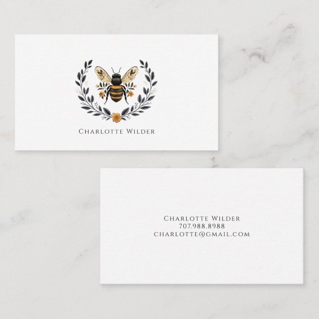 Script Signature Personalized Bee Floral  (Fram/baksida)