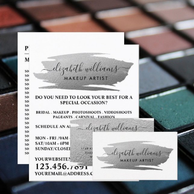 Script Silverfolie Penseldrag Makeup Artist Reklamblad (Skapare uppladdad)