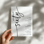 Script Sixty' 60th Birthday Inbjudningar<br><div class="desc">Celebrate your milestone 60th birthday in style with our 'Elegant Script 60th Birthday Invitation.' This invitation exudes sophistication with its elegant script typography, showcasing the word 'sixty' running up the side. Plus, our easy-to-customize template allows you to add your own event details effortlessly. Say goodbye to fuss and hello to...</div>