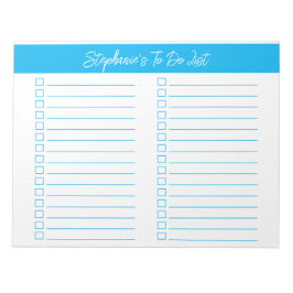 Script Sky Blue 8.5x11 Two Column Checklist Anteckningsblock