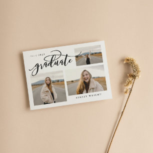 Script Studenten Simple 3 Photo Collage Party Inbjudningar