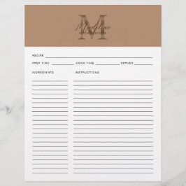 Script Taupe Metallic Gold Monogram Recipe