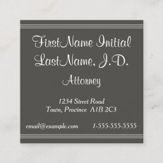 Script Text Attorney Business Card Fyrkantigt Visitkort