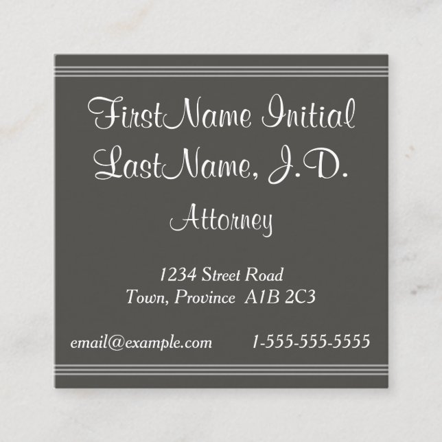 Script Text Attorney Business Card Fyrkantigt Visitkort (Framsida)