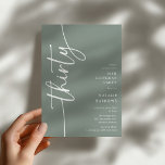 Script Trettio 30-årsdag Inbjudningar<br><div class="desc">Fira din märkesdag 30-årsdag med stil med vår 'Elegant Script 30-årsdag inbjudan.' Denna inbjudan utstrålar sofistikering med sin eleganta script-typografi, som visar ordet 'trettio' löpande upp på sidan. Dessutom låter vår lätt-anpassningsbara mall dig lägga till dina egna evenemangsuppgifter utan ansträngning. Säg adjö till krångel och hej till en oförglömlig firande....</div>